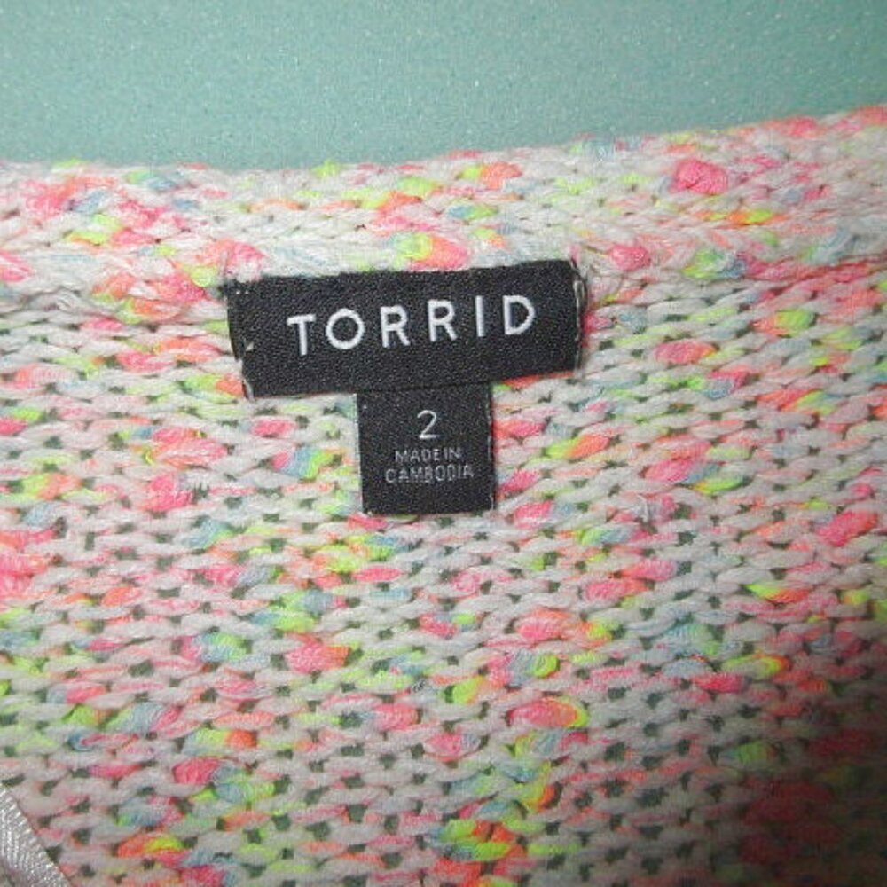 Torrid Speckled Knit Flamingo Sweater Size 2X Relaxed Pullover Beachy Coastal - Picture 6 of 12